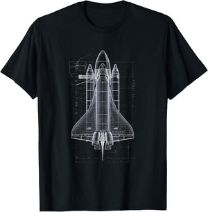 Space Shuttle Blueprint T-Shirt - T-Shirt | Black