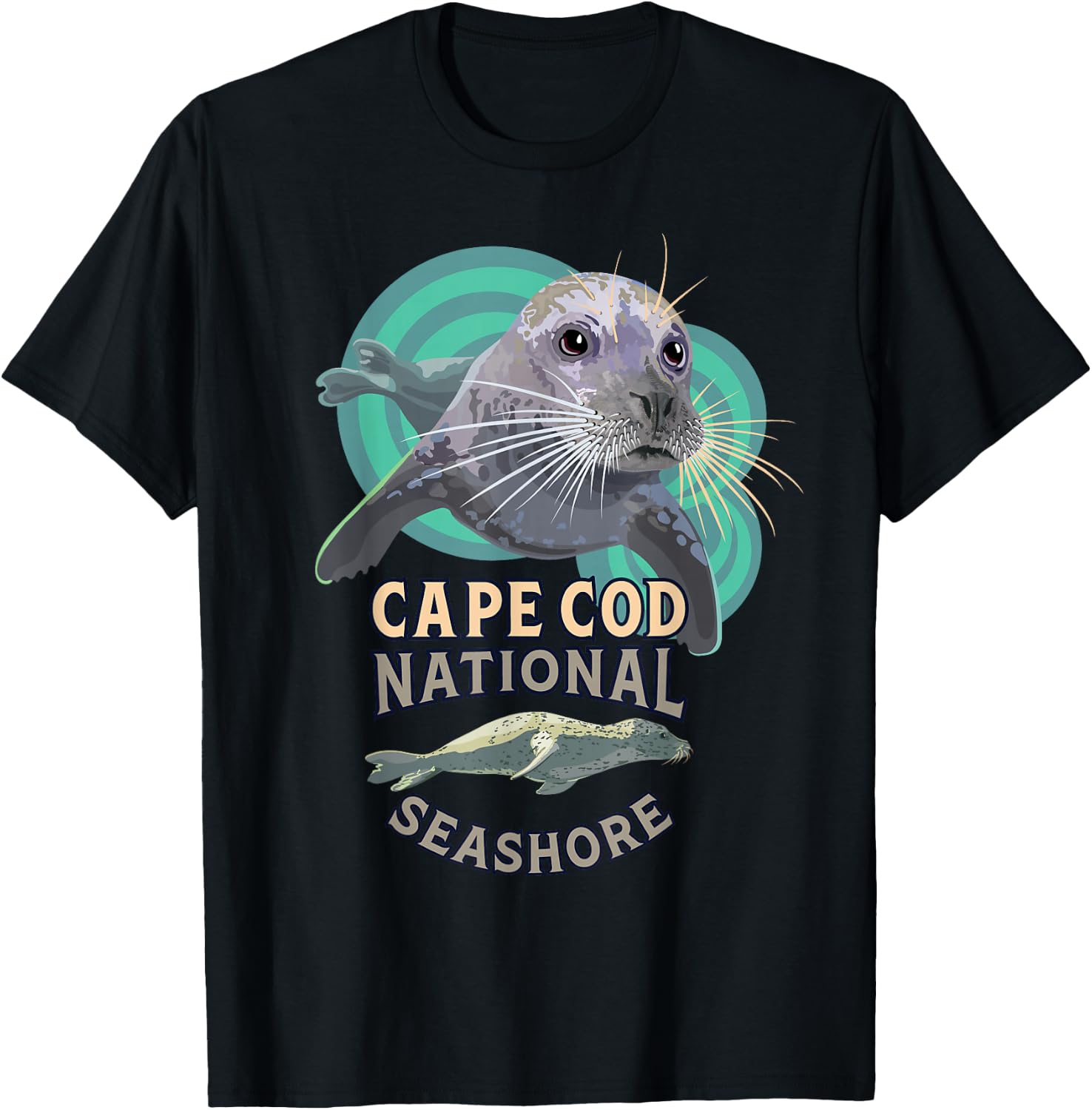 Harbor Seal at Cape Cod National Seashore Beach Souvenir T-Shirt - T-Shirt | Black