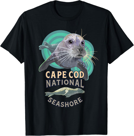 Harbor Seal at Cape Cod National Seashore Beach Souvenir T-Shirt - T-Shirt | Black