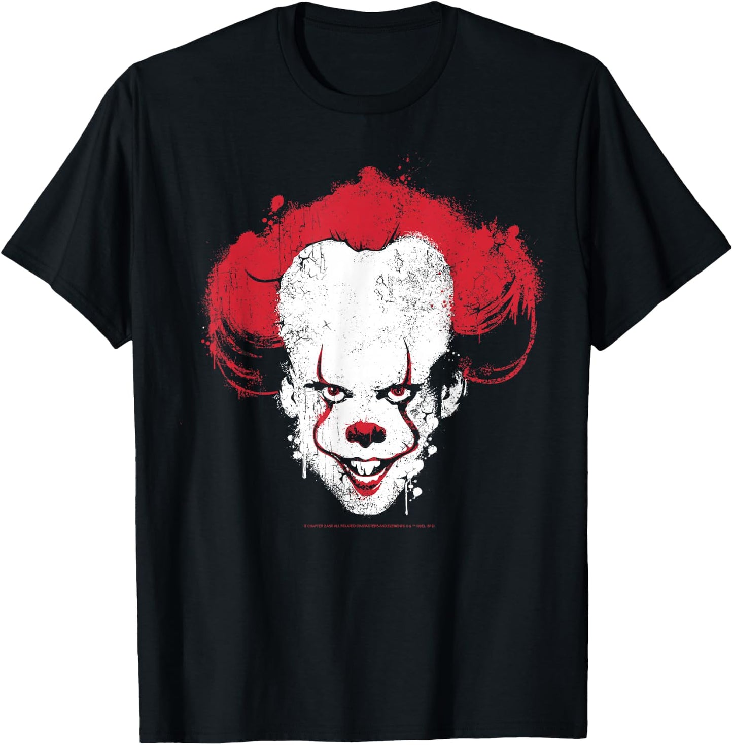 IT: Chapter Two Pennywise Big Face Paint Splatter T-Shirt - T-Shirt | Black