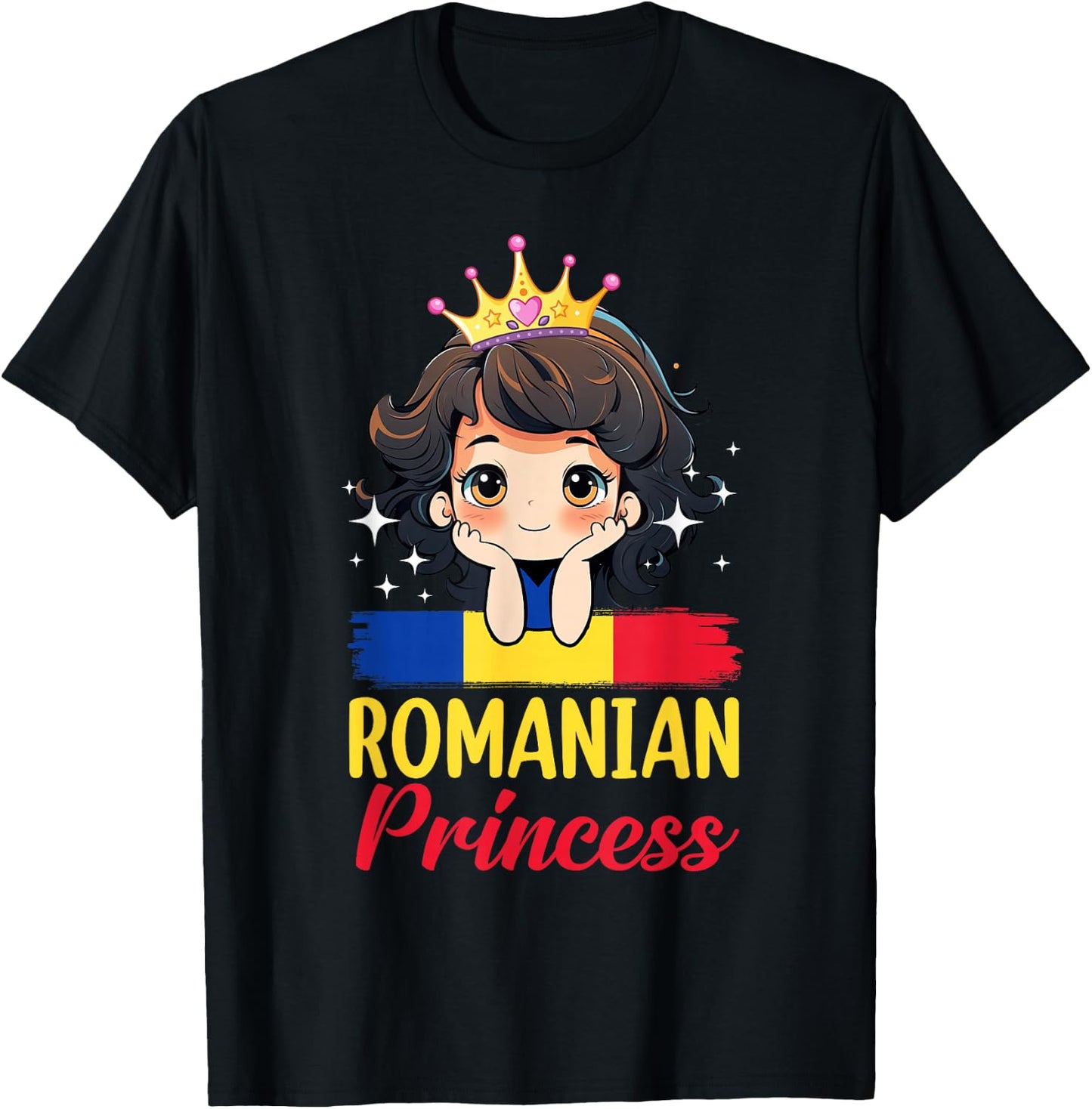Romanian Princess Romania Girl Cute Romanian Flag T-Shirt - T-Shirt | Black