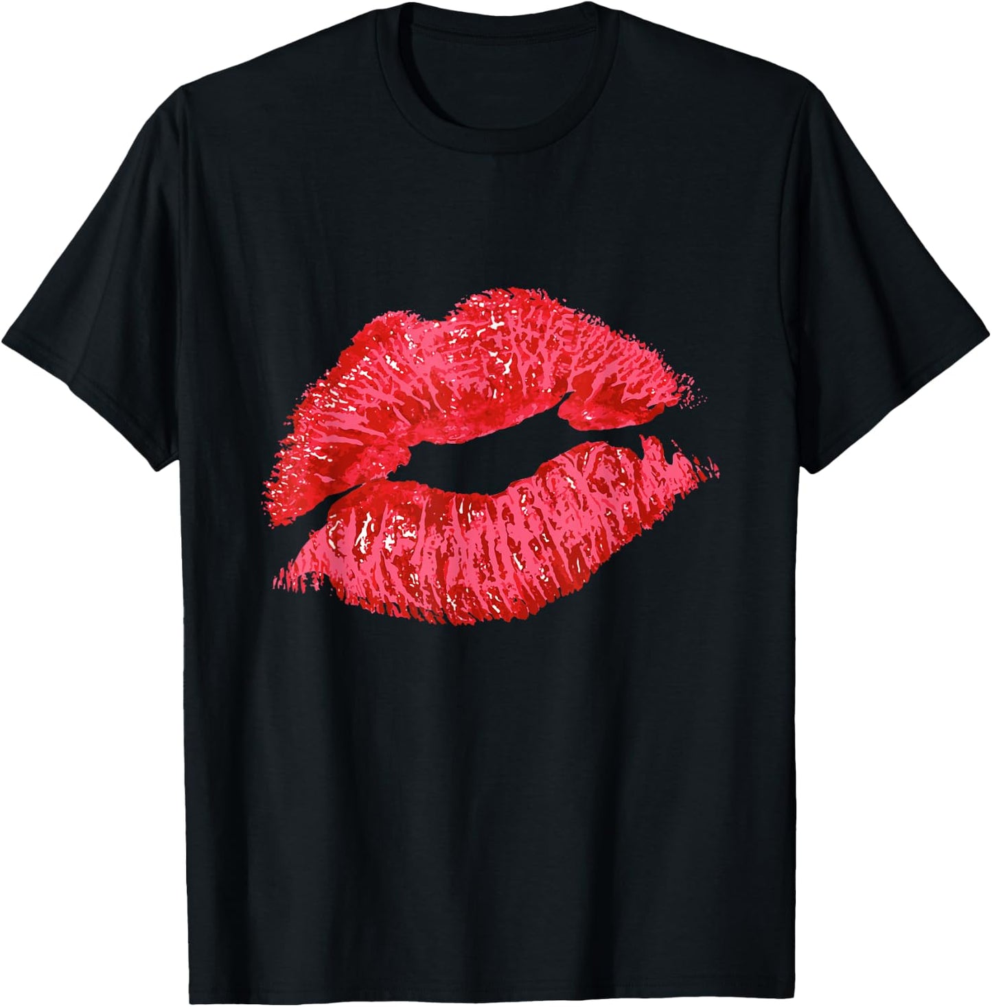 Sexy Lips Red Lipstick Kiss T-Shirt - T-Shirt | Black