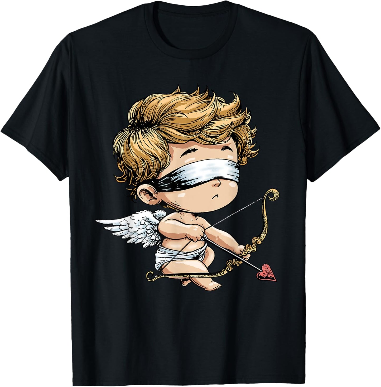 Angel Cupid Shirt Funny Love Blind Cupid Valentines Day T-Shirt - T-Shirt | Black