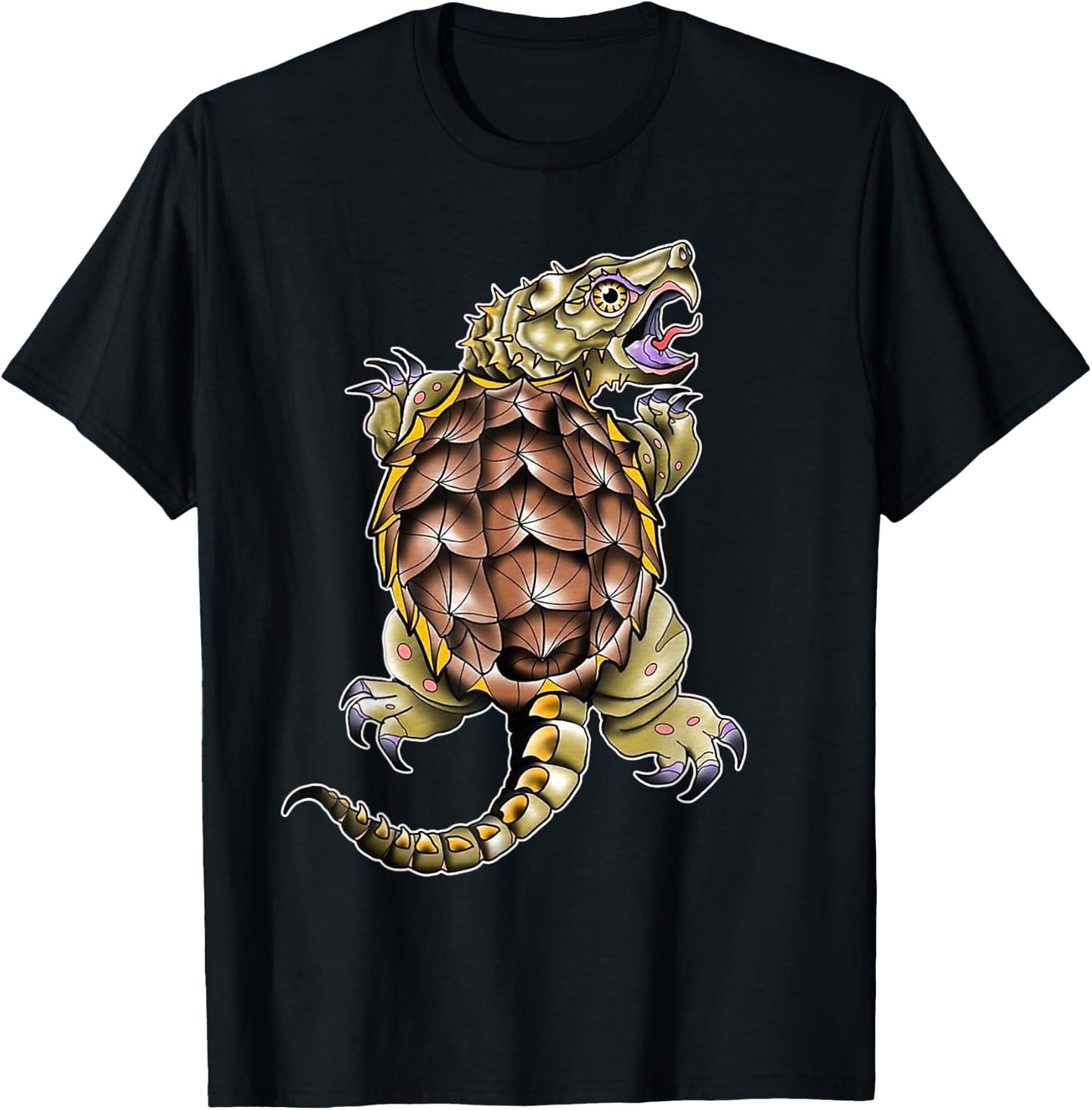 Alligator Snapping Turtle Neo-Traditional Tattoo Flash T-Shirt - T-Shirt | Black