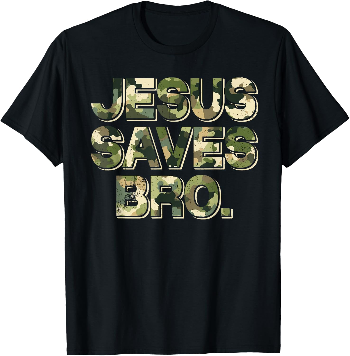 Vintage Camo Jesus Saves Bro T Shirt Christian Religion T-Shirt - T-Shirt | Black