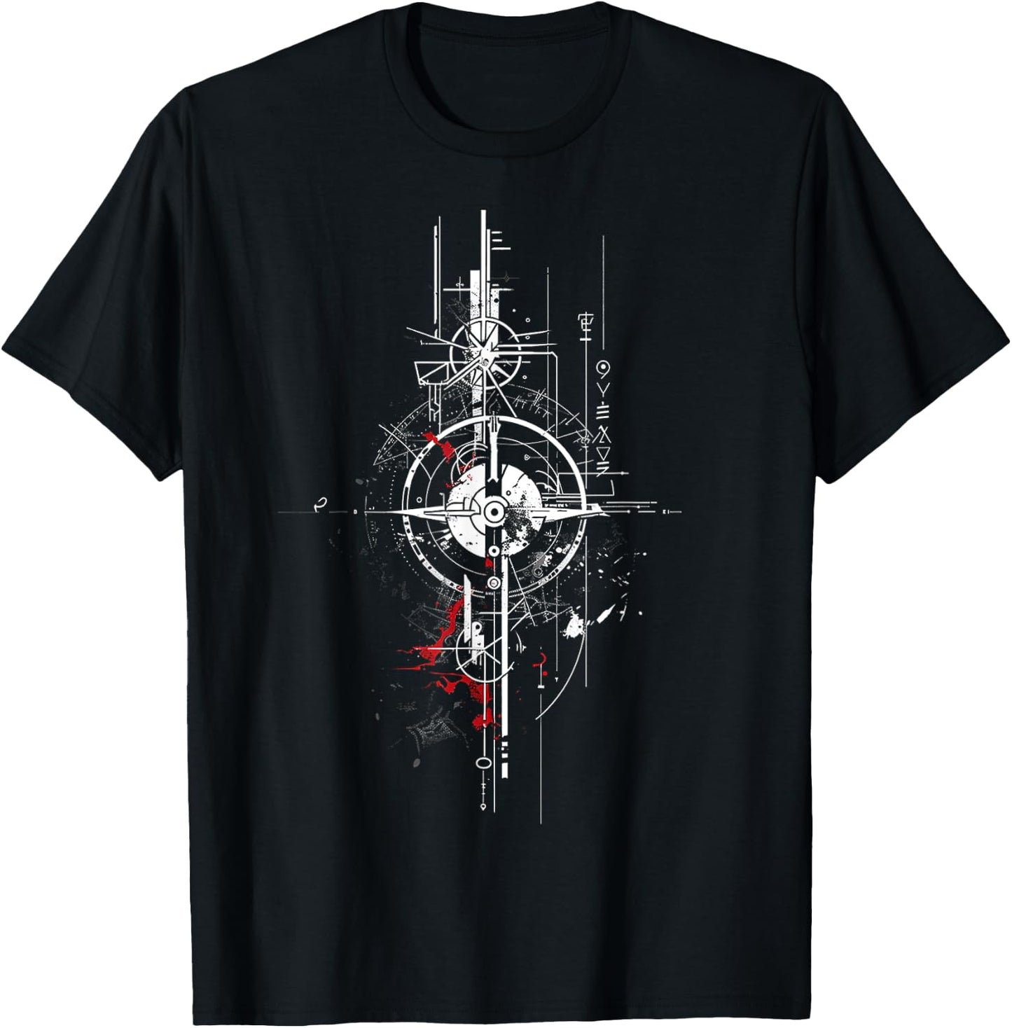 Geometric Drawing Motif Illustration Art Geometric T-Shirt - T-Shirt | Black