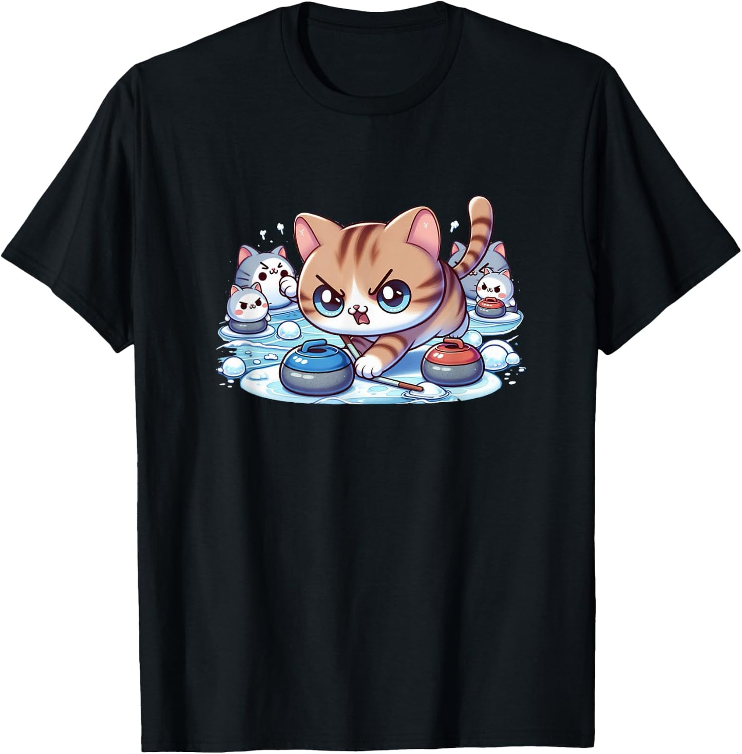 Cats Curling T-Shirt - T-Shirt | Black