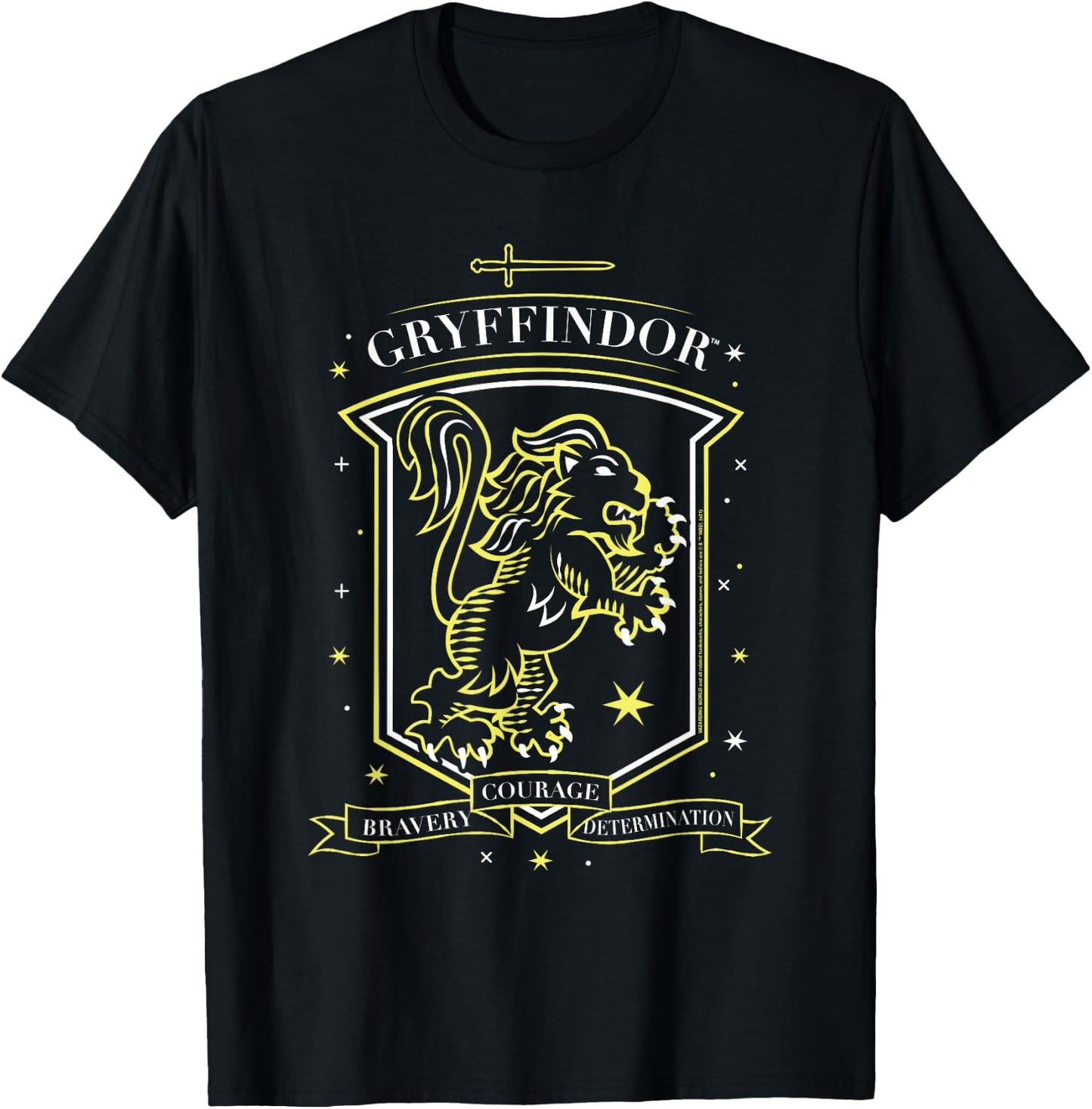 Harry Potter Hand Drawn Gryffindor Shield T-Shirt - T-Shirt | Black