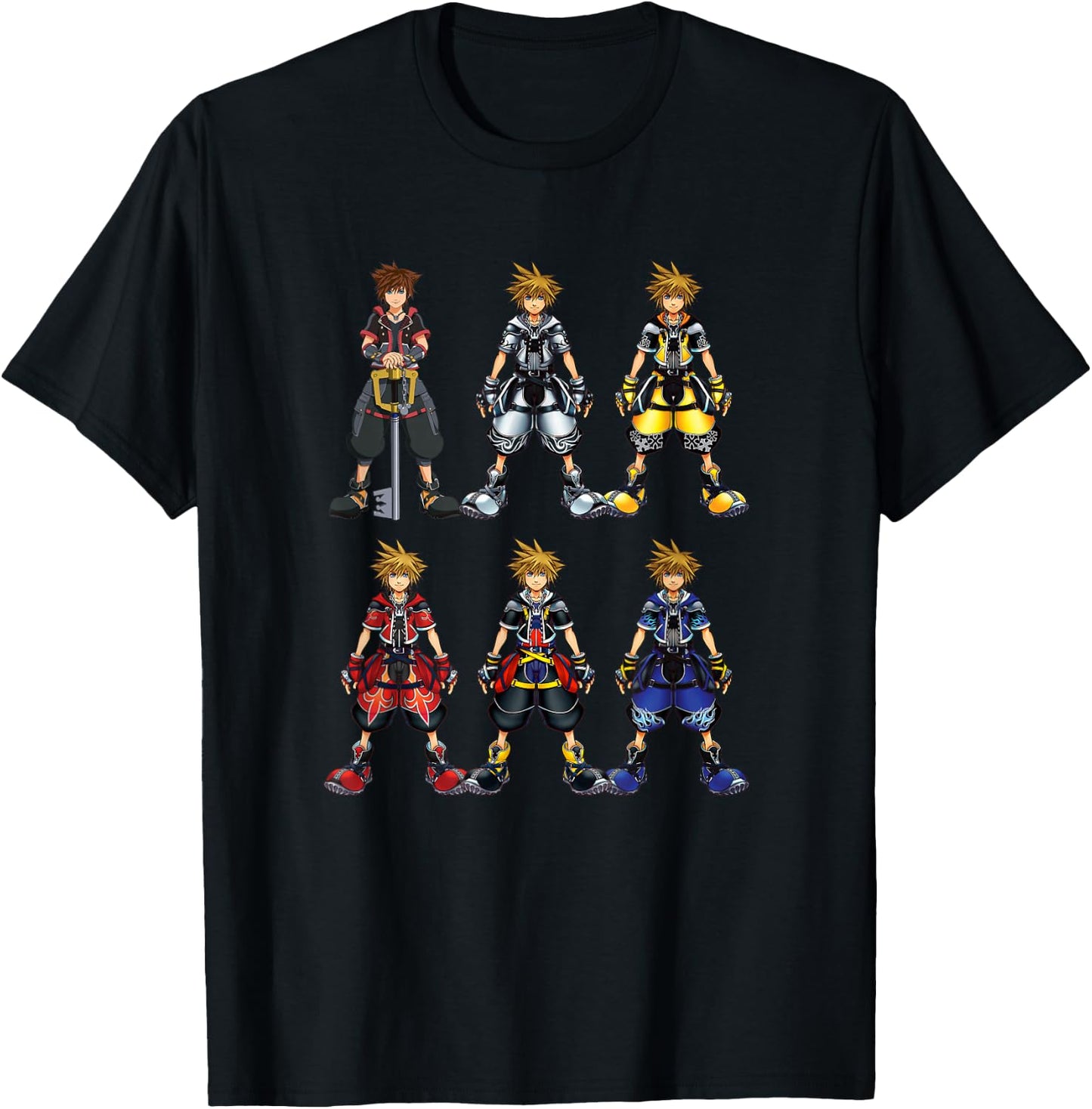 Disney Kingdom Hearts Sora Epic Costumes Collage Chest Logo T-Shirt - T-Shirt | Black