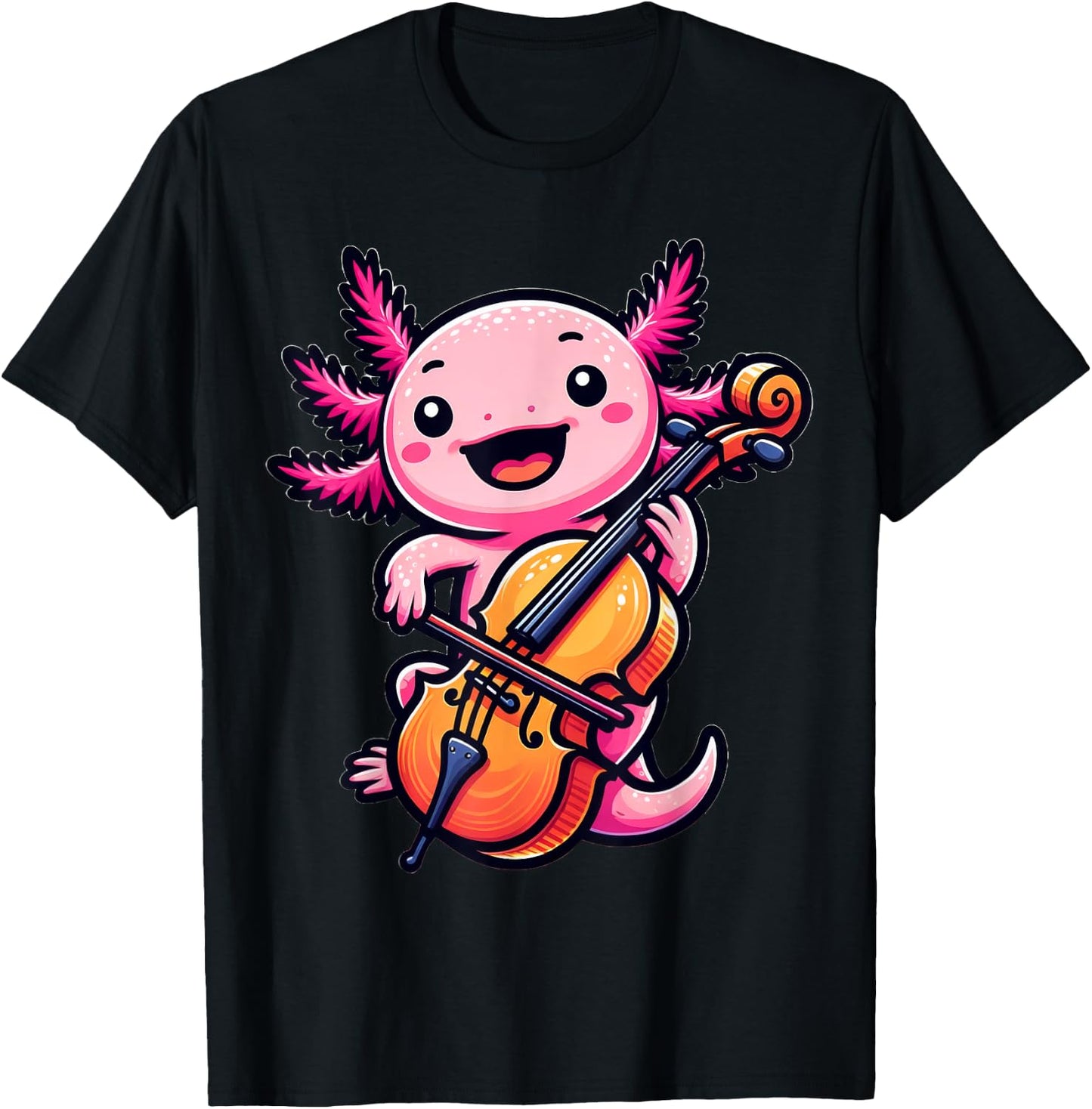 Axolotl Playing Cello Axolotls Musician Music T-Shirt - T-Shirt | Black