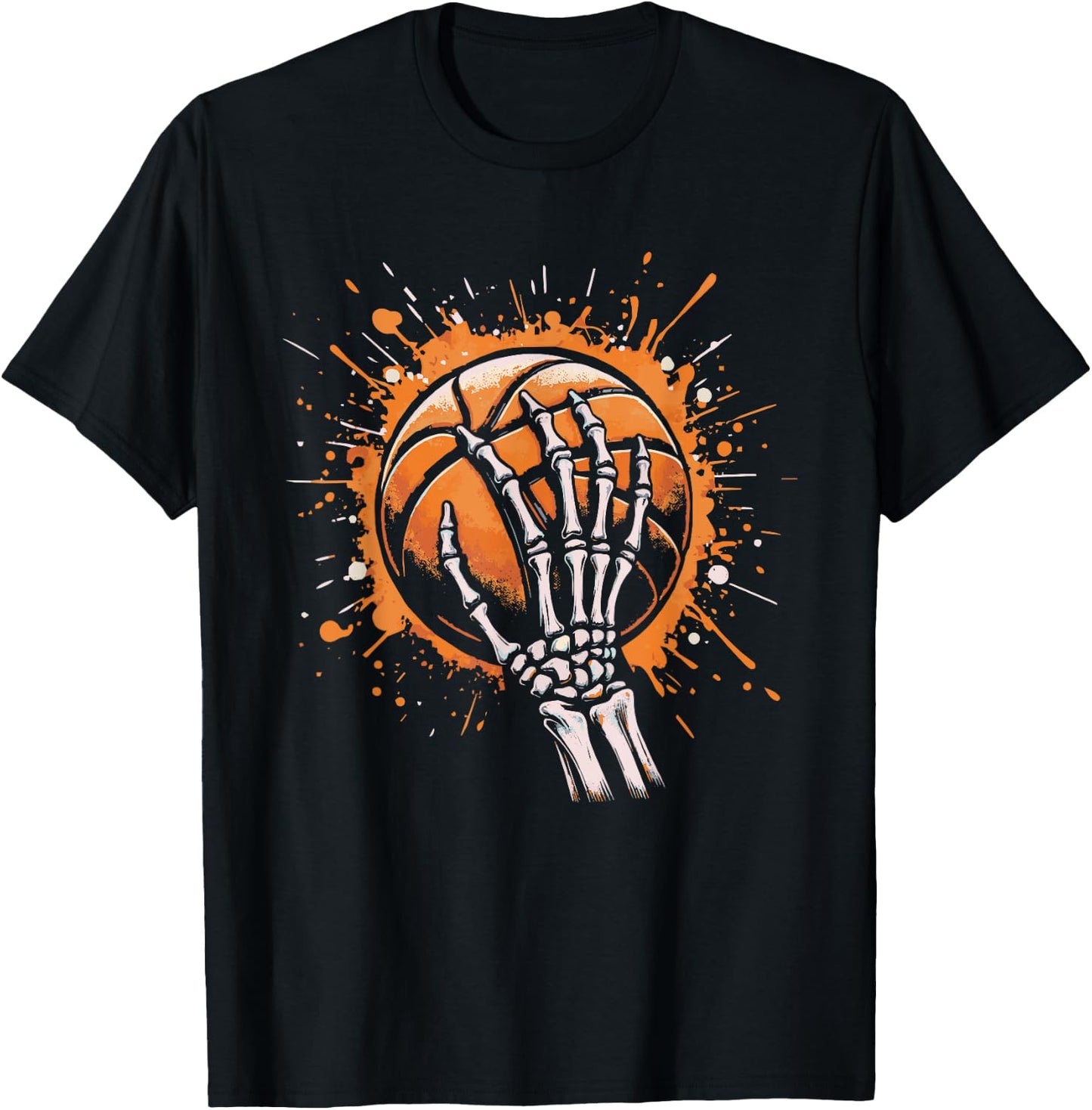 Skeleton Hand Holding Basketball Art T-Shirt - T-Shirt | Black