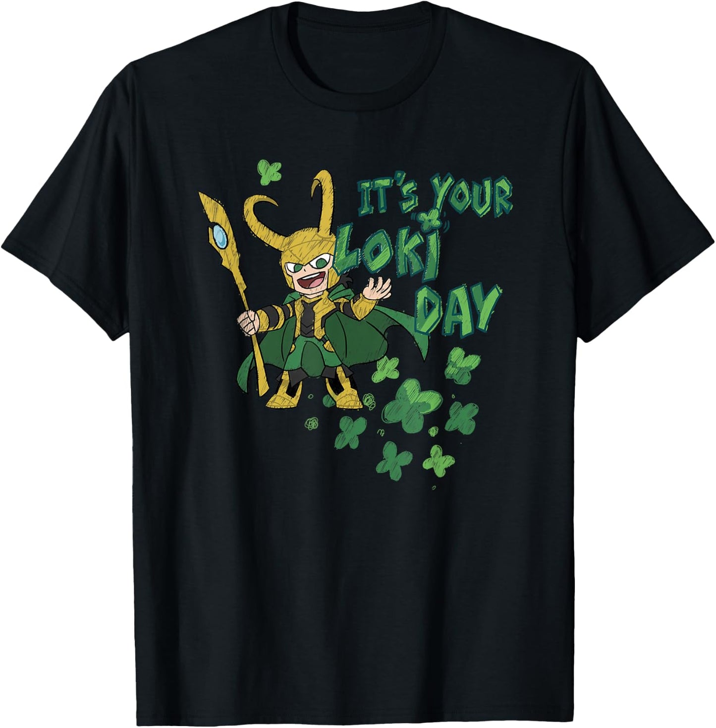 Marvel It's Your Loki Day 4-Leaf Clovers St. Patrick's Day T-Shirt - T-Shirt | Black