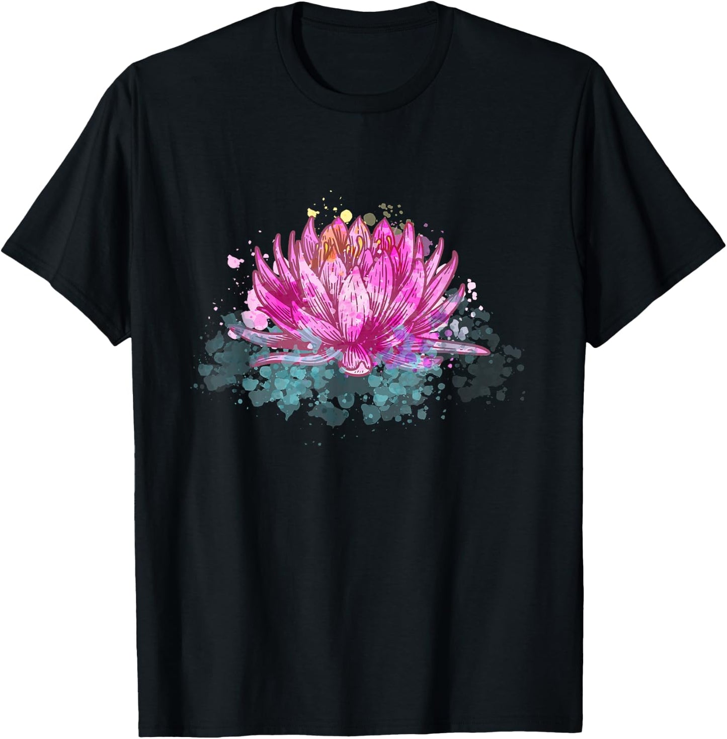 Lotus Flower Namaste Spiritual Yoga Floral Meditation Yogi T-Shirt - T-Shirt | Black