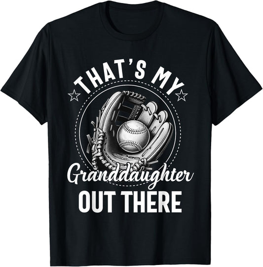 That's My Granddaughter Out There Softball Grandpa Grandma T-Shirt - T-Shirt | Black