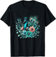 Beautiful Floral Flower Teal Feathers Peacock T-Shirt - T-Shirt | Black