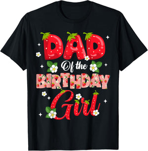 Dad And Mom Birthday Girl Strawberry Berry Sweet One Two T-Shirt - T-Shirt | Black