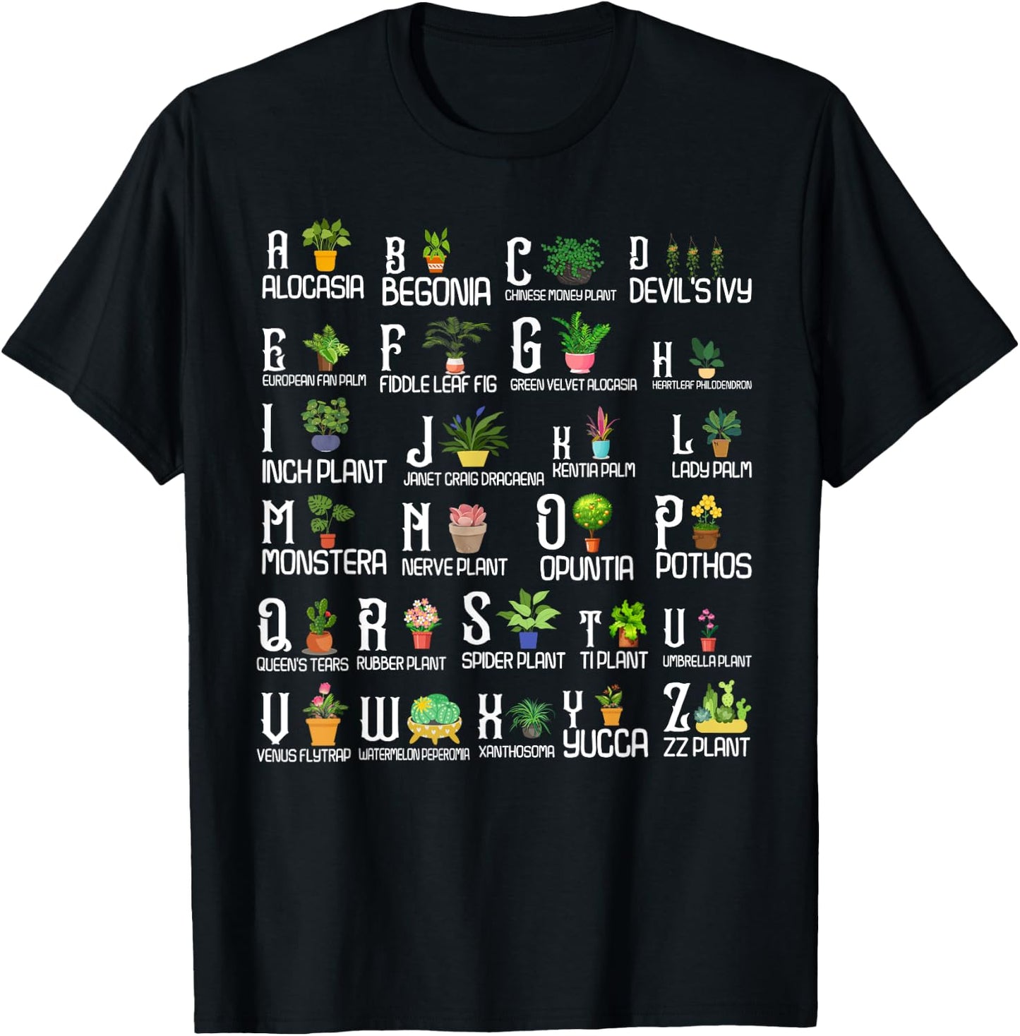 Plant Alphabet ABC Back To School Teacher Educational T-Shirt - T-Shirt | Black