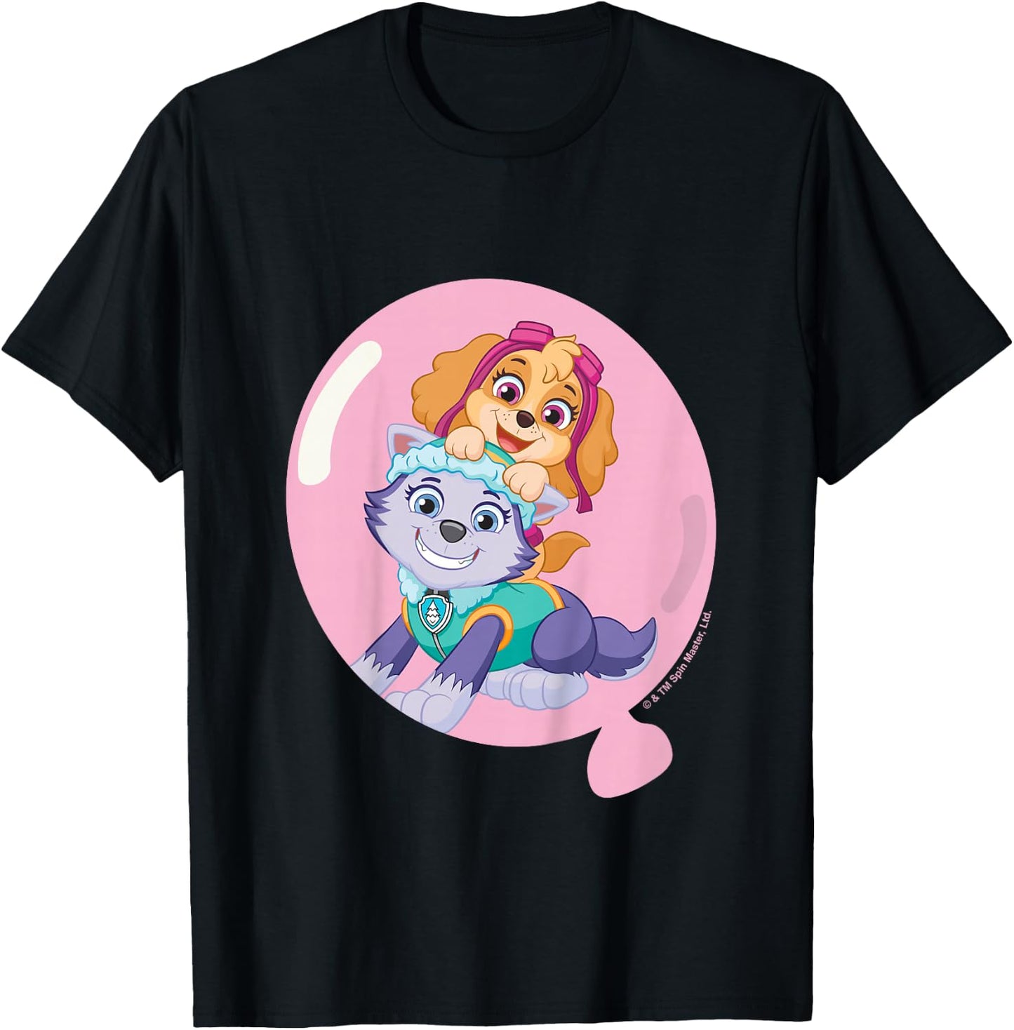 PAW Patrol Skye & Everest Cute Balloon Portrait T-Shirt - T-Shirt | Black