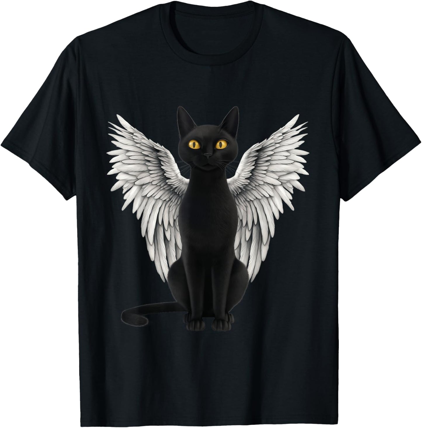 Black Cat Angel Wings T-Shirt - T-Shirt | Black