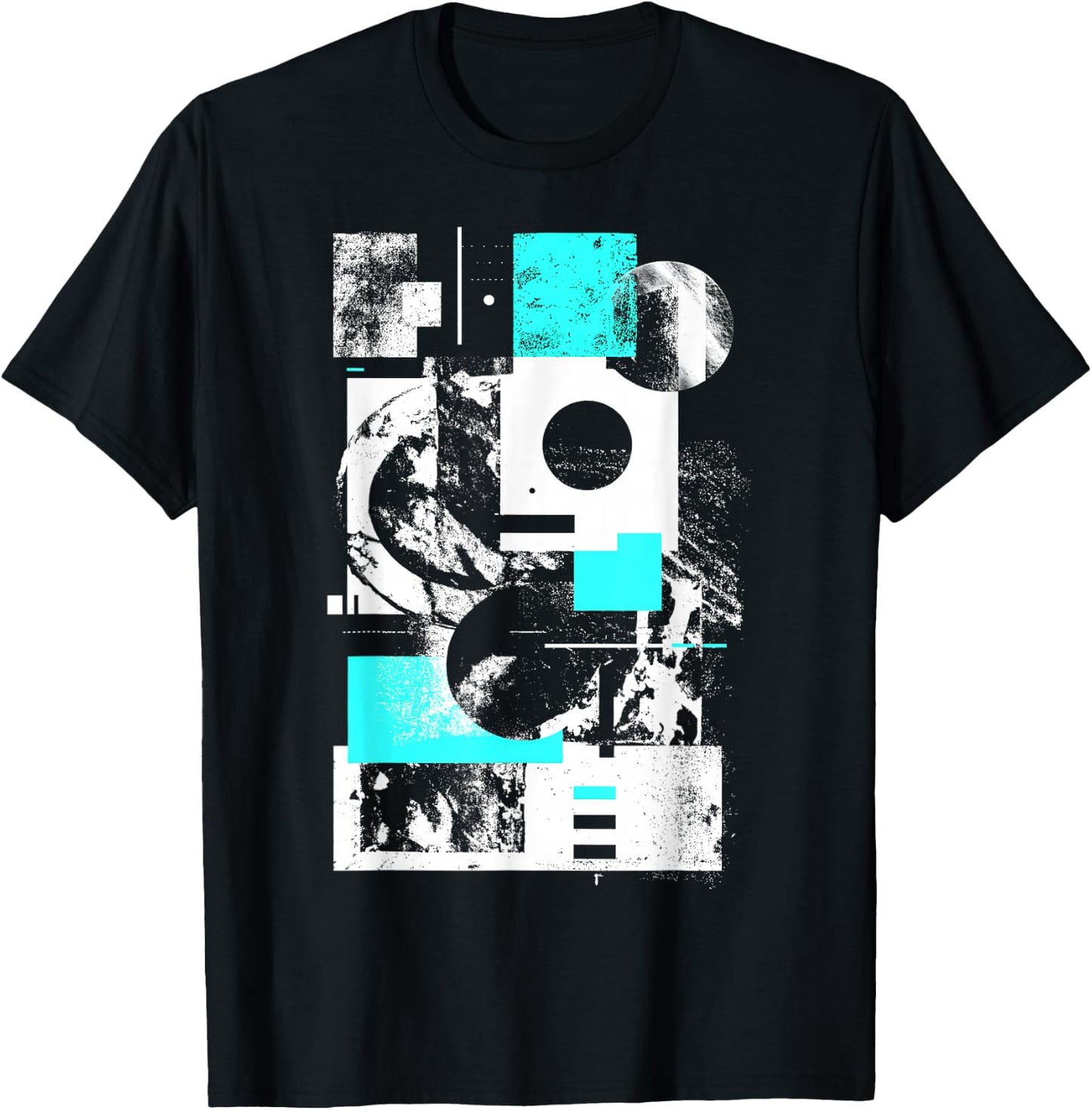 Minimalist Brutalist Geometric Gray Abstract Matrix Graphic T-Shirt - T-Shirt | Black