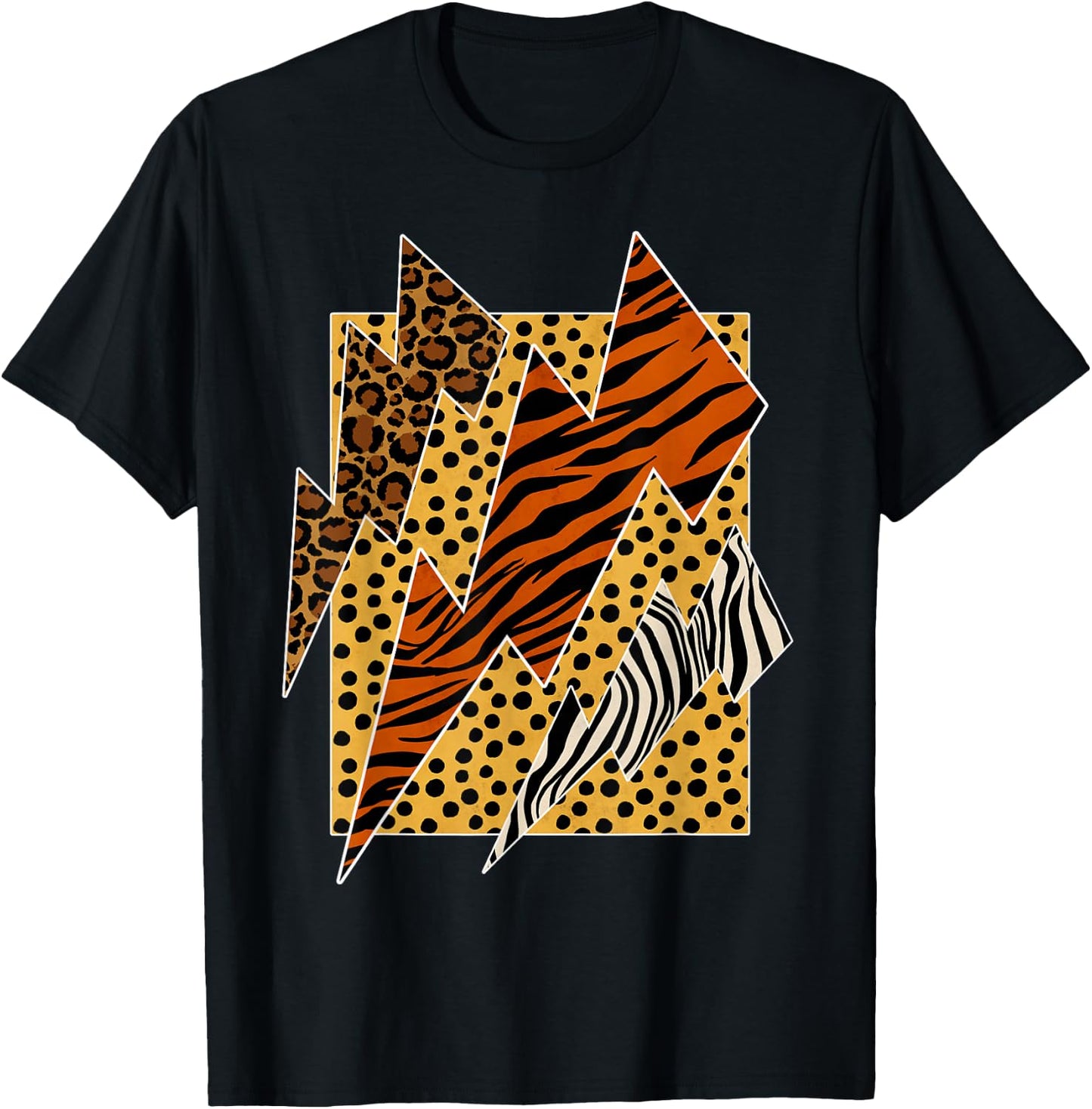 Leopard Tiger Cheetah Zebra Lightning Animal Print Shirt T-Shirt - T-Shirt | Black