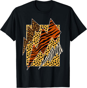 Leopard Tiger Cheetah Zebra Lightning Animal Print Shirt T-Shirt - T-Shirt | Black