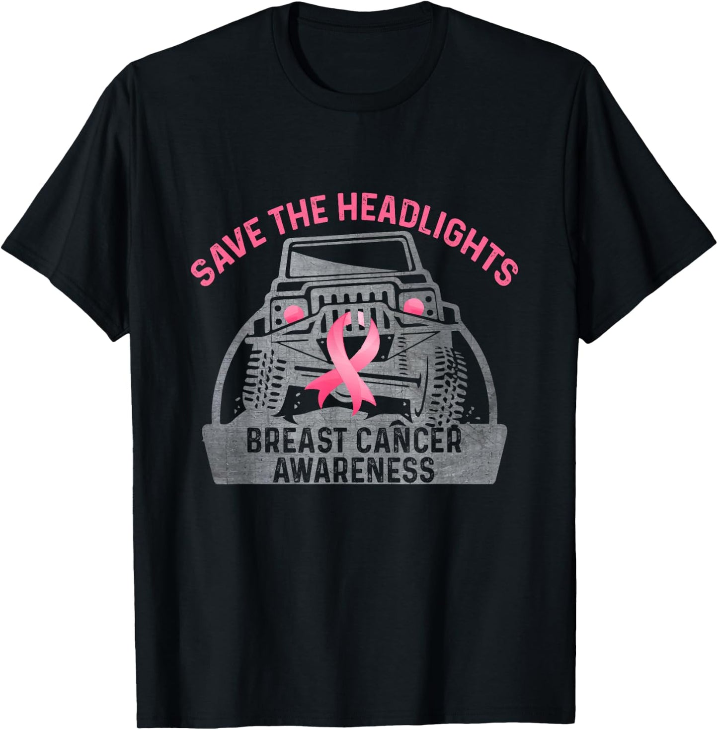 Save The Headlights Breast Cancer Awareness T-Shirt - T-Shirt | Black