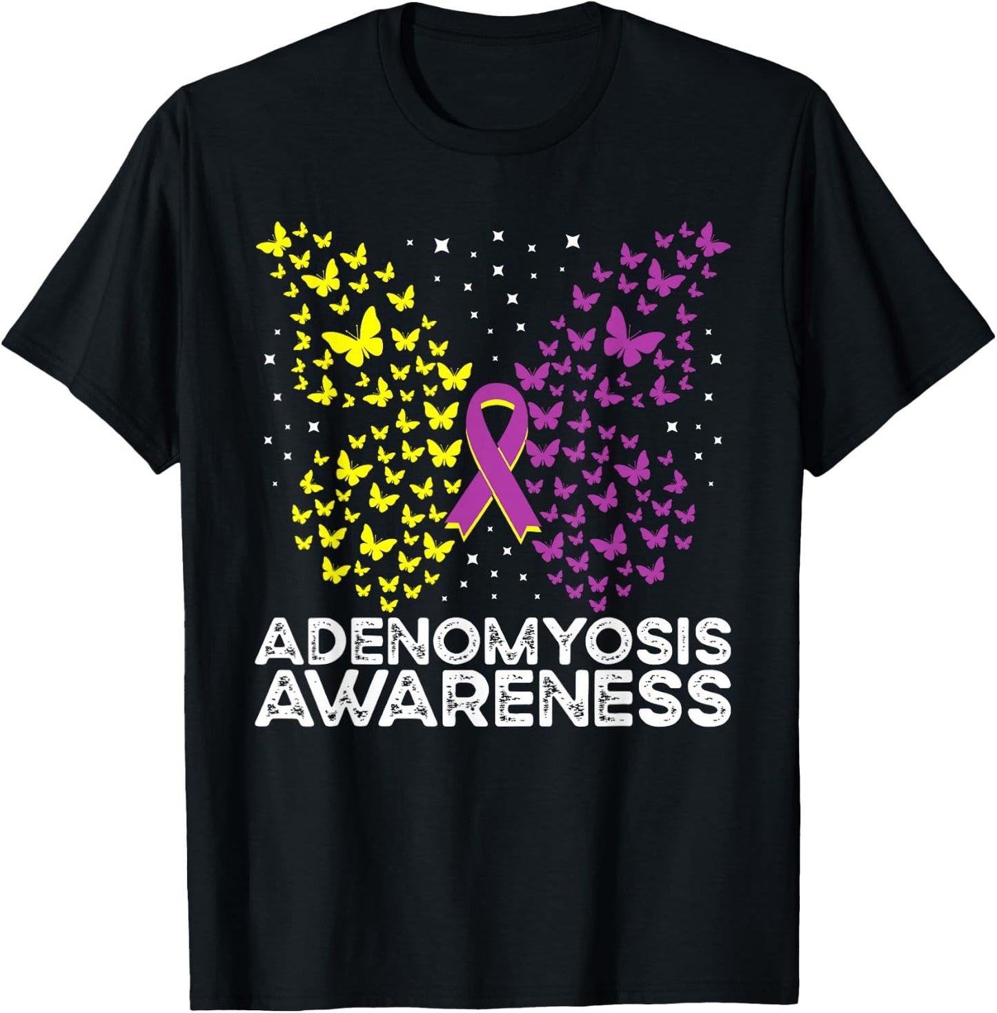 Adenomyosis Awareness Adenomyosis Butterfly T-Shirt - T-Shirt | Black