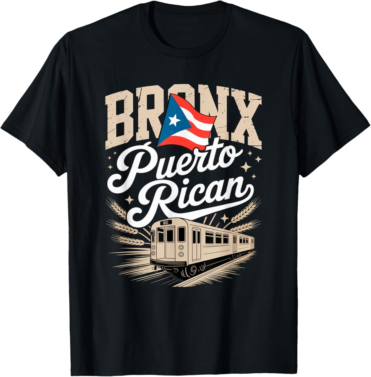 Bronx Puerto Rican Heritage Subway Train Vintage Urban Pride T-Shirt - T-Shirt | Black