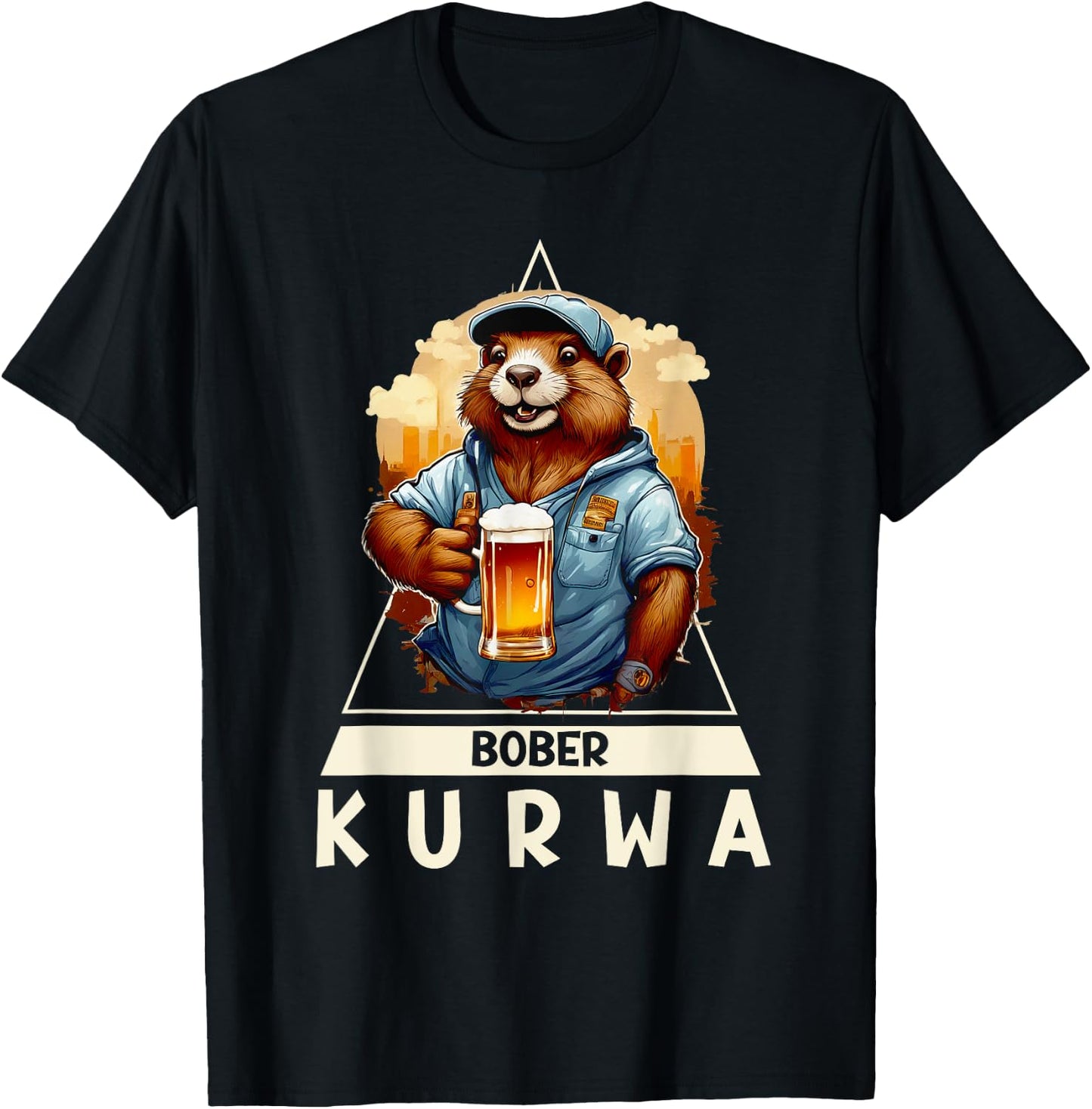 Funny Bober Bóbr Kurwa Polish Beer Bober T-Shirt - T-Shirt | Black