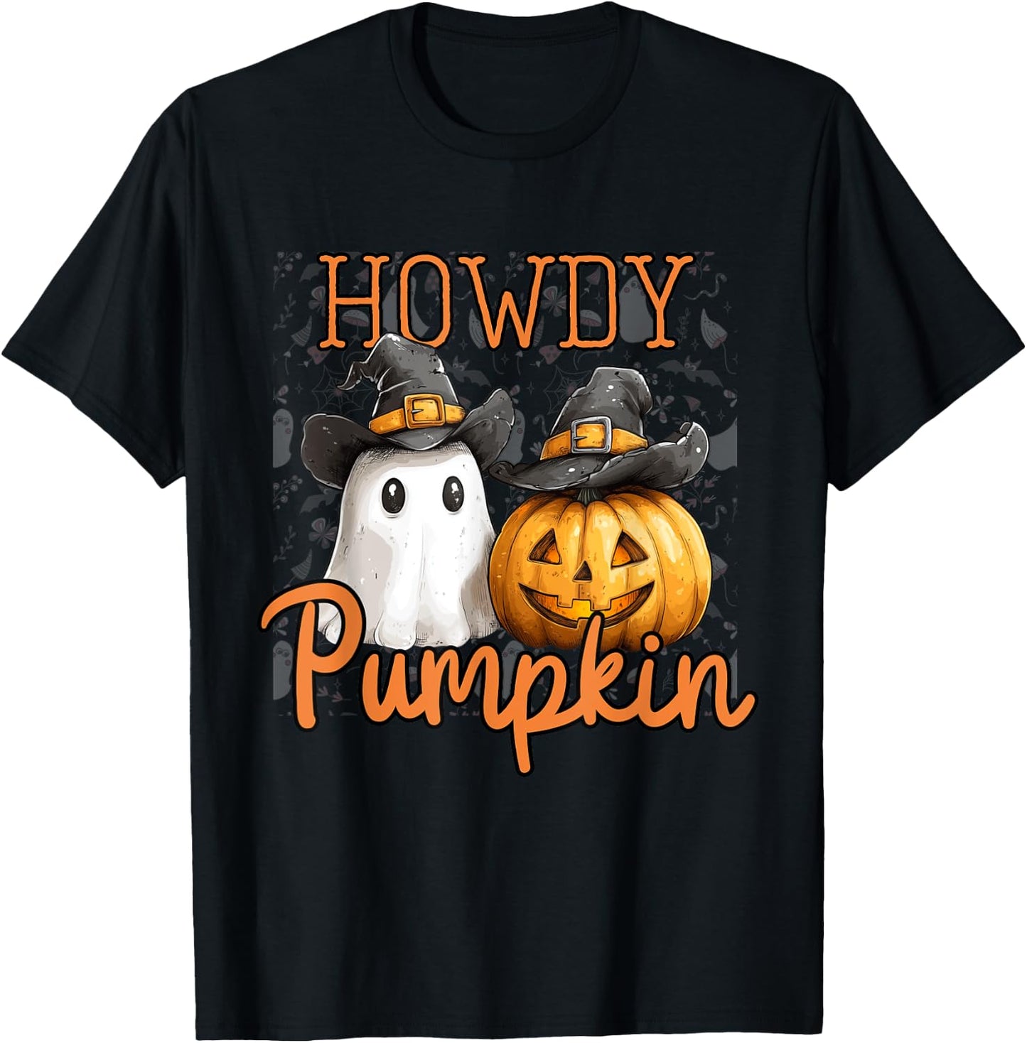 Retro Howdy Pumpkin Cowboys Funny Pumpkin Country Halloween T-Shirt - T-Shirt | Black