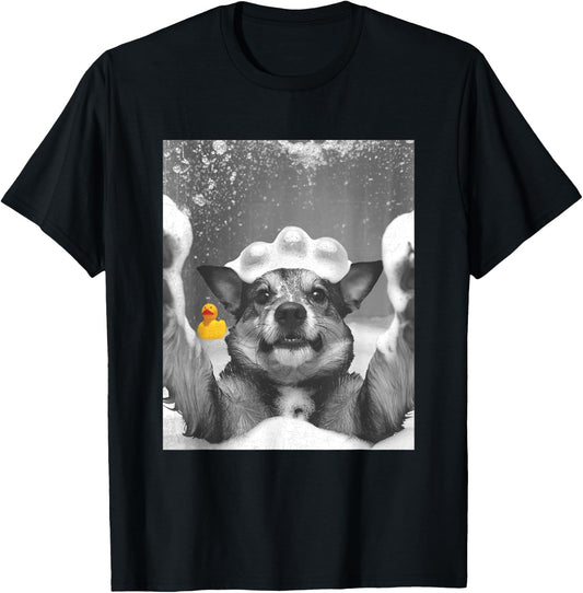 Dog Selfie in Bathtub Women Kids T-Shirt - T-Shirt | Black
