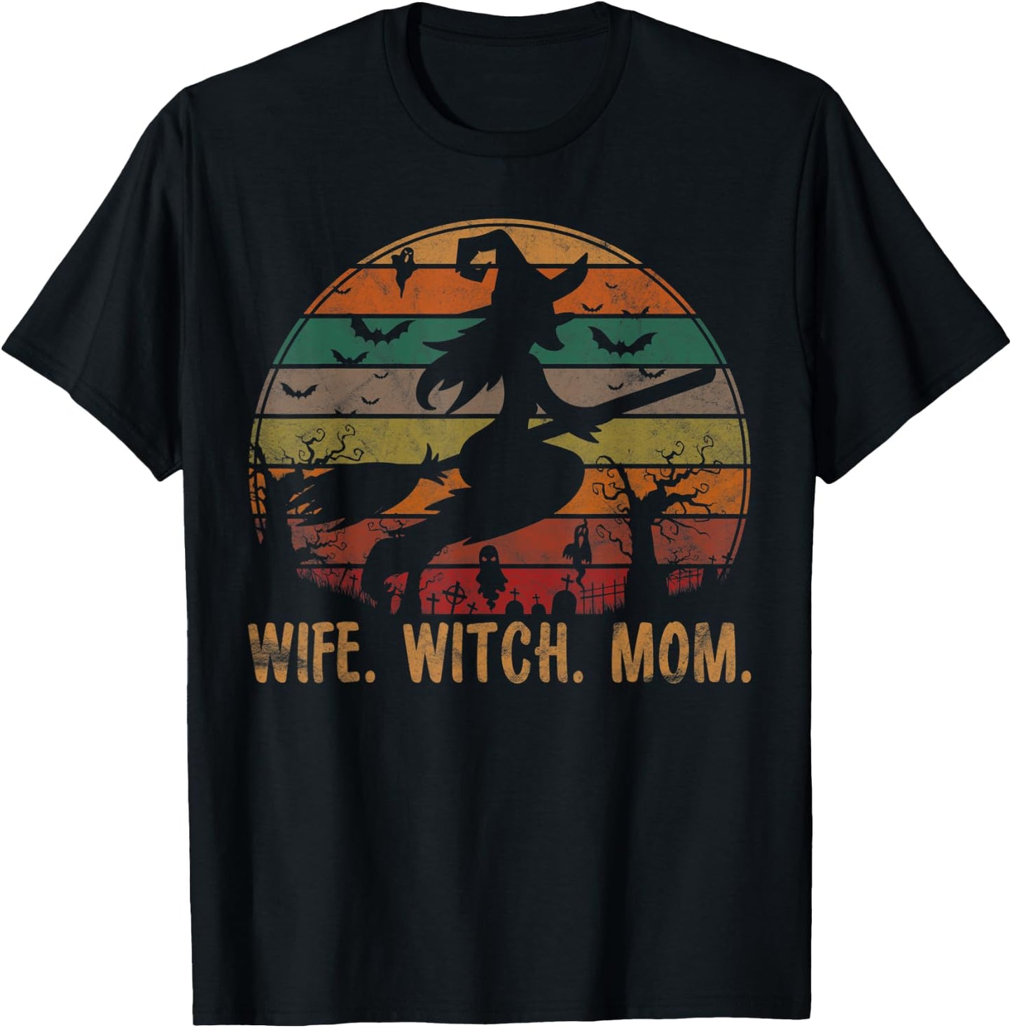 Wife Witch Mom Woman Halloween Gift Matching Group Costume T-Shirt - T-Shirt | Black