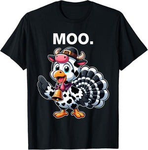 Thanksgiving Funny Turkey Moo in Cow Costume Toddler Kids T-Shirt - T-Shirt | Black