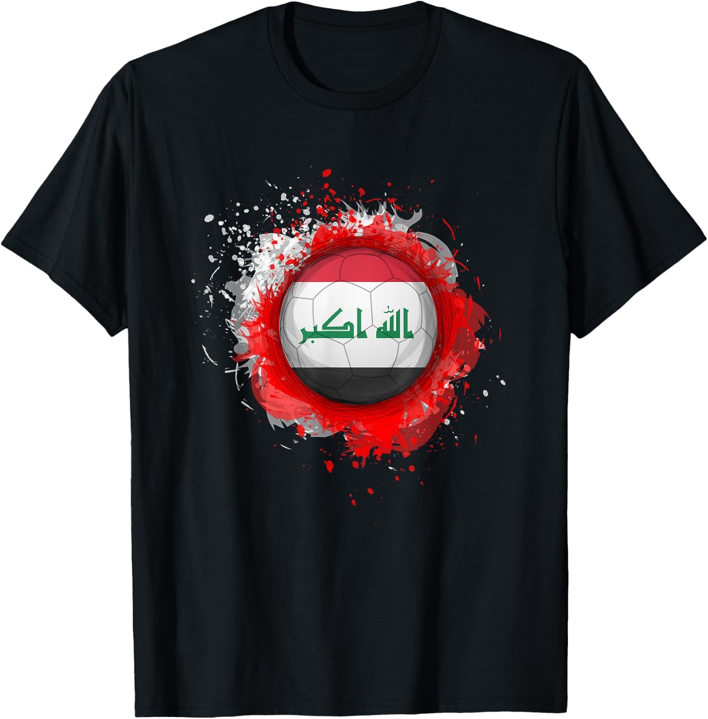 Proud Heritage Iraq Flag Soccer Ball T-Shirt - T-Shirt | Black