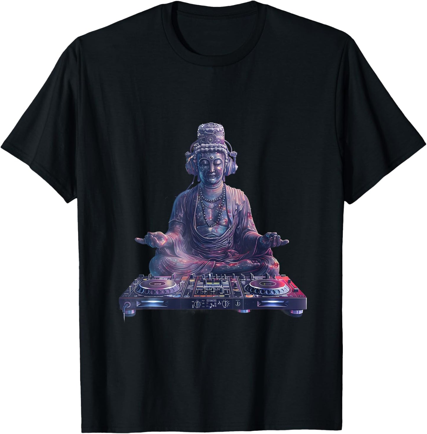 Buddha DJ Meditation Dance Club House Turntable DJ Buddha T-Shirt - T-Shirt | Black