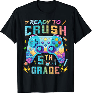 Ready To Crush 5th Grade Level Unlocked Game On 5th Grade T-Shirt - T-Shirt | Black