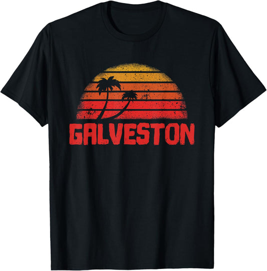 Galveston Vintage Retro 70s Throwback T-Shirt - T-Shirt | Black
