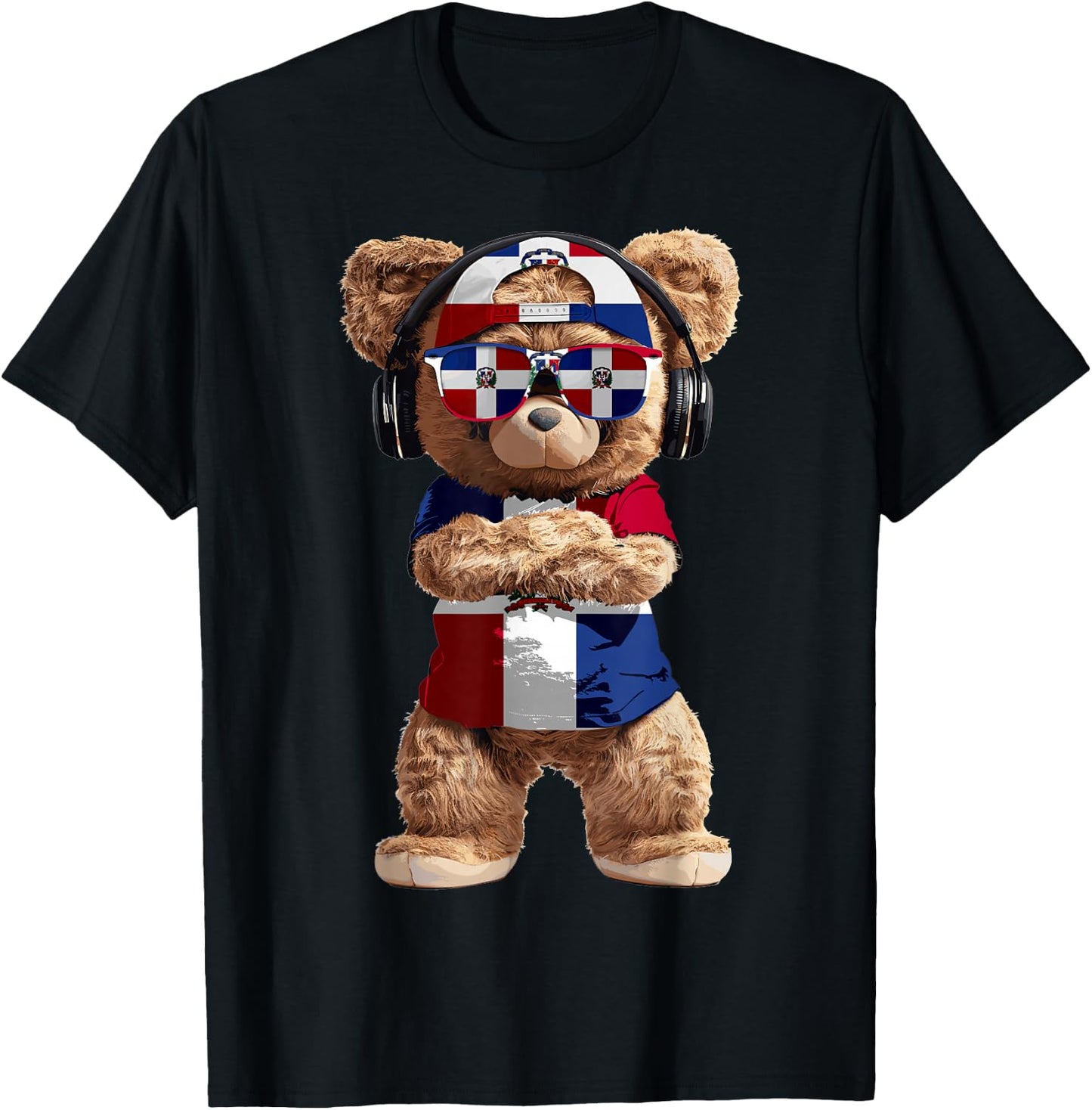 Dominican Republic Flag Souvenirs Bear Products Dominican T-Shirt - T-Shirt | Black