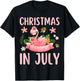 Christmas In July Shirts Pink Flamingo T-Shirt - T-Shirt | Black