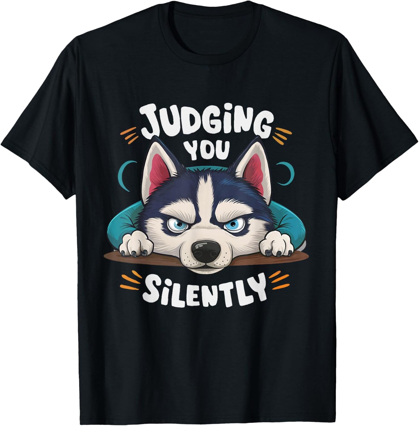 Funny Siberian Husky Judging You Silently T-Shirt - T-Shirt | Black