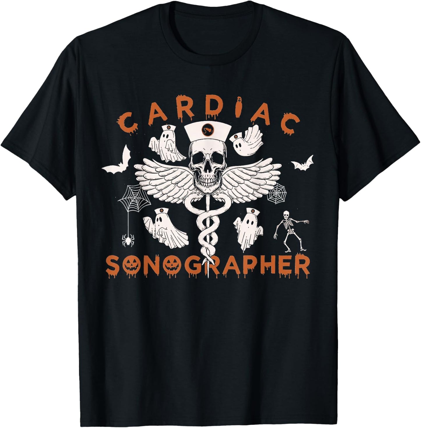 Cardiac Sonographer Halloween, Cardiovascular Halloween T-Shirt - T-Shirt | Black