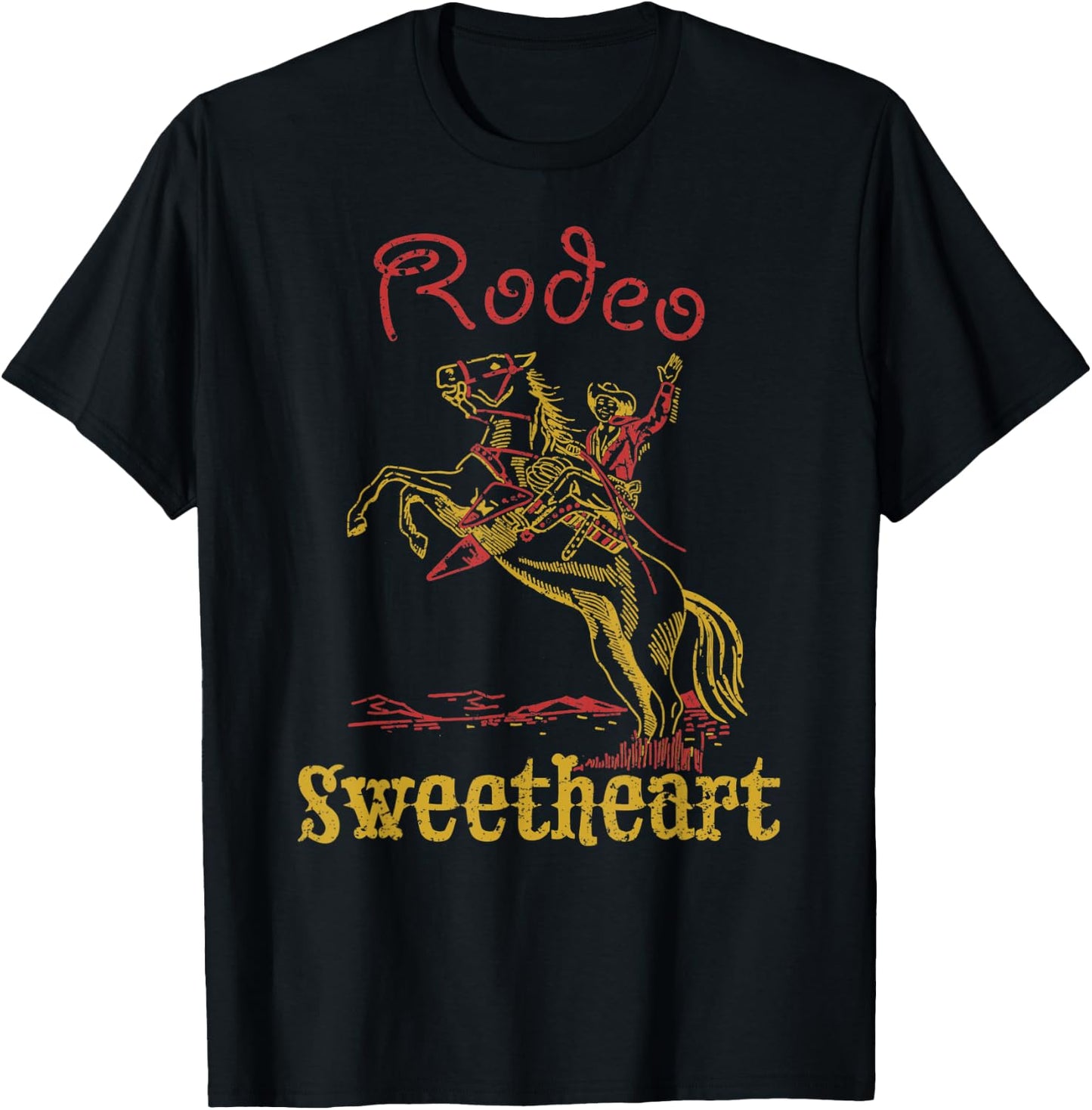 Rodeo Sweetheart Western Cowboy Cowgirl Vintage Cute T-Shirt - T-Shirt | Black