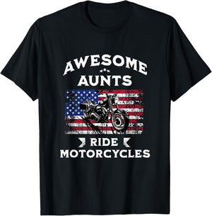 Motorcycle Auntie, Aunt Who Rides Motorcycles T-Shirt - T-Shirt | Black