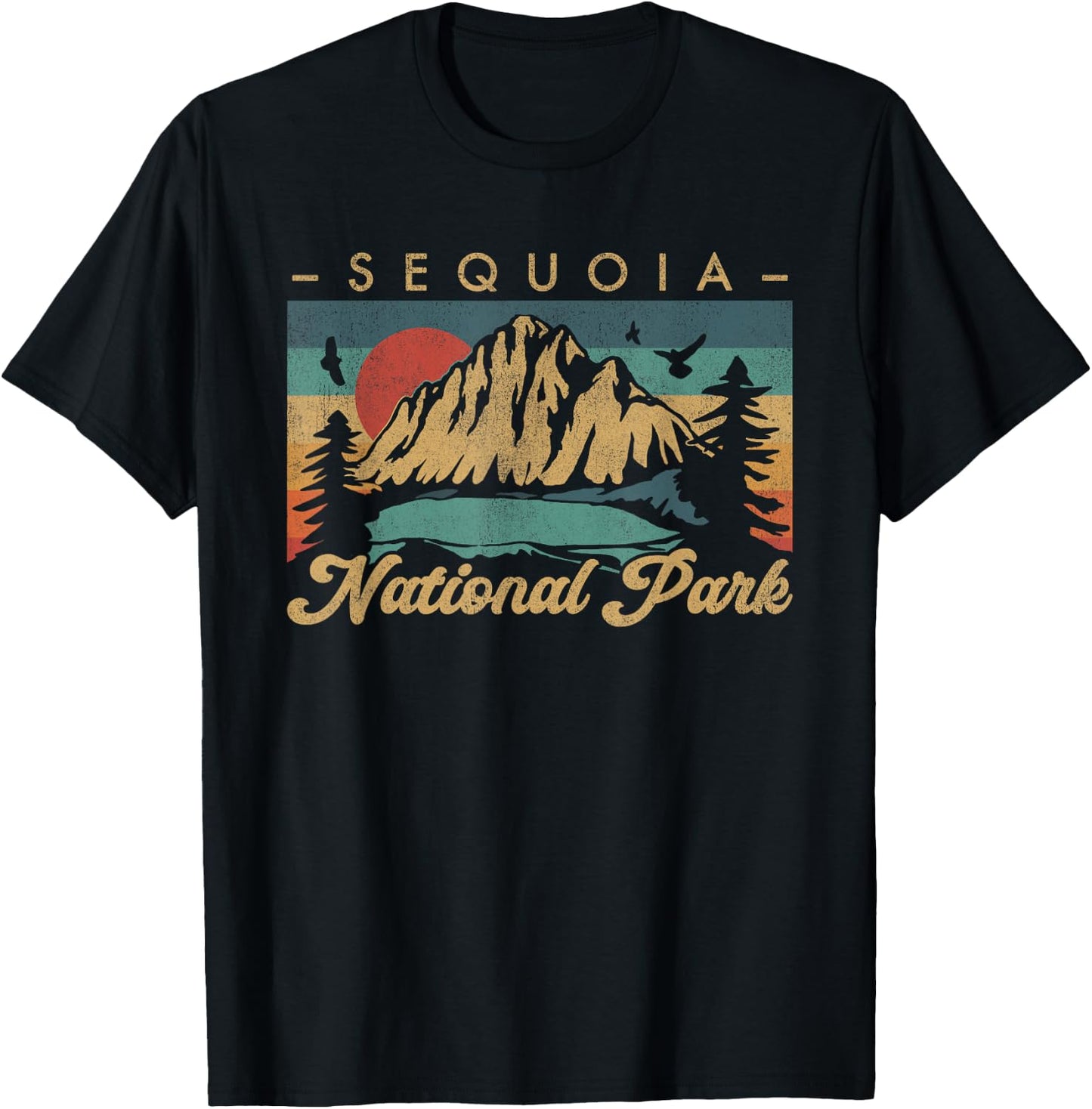 Retro Vintage Graphic Sequoia National Park T-Shirt - T-Shirt | Black