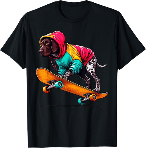 Cool German Shorthaired Pointer Dog Skateboarding Art