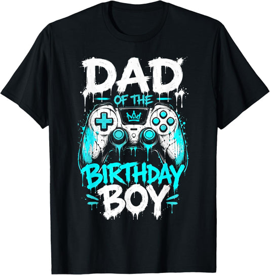 Dad of The Birthday Boys Matching Video Game Birthday T-Shirt - T-Shirt | Black
