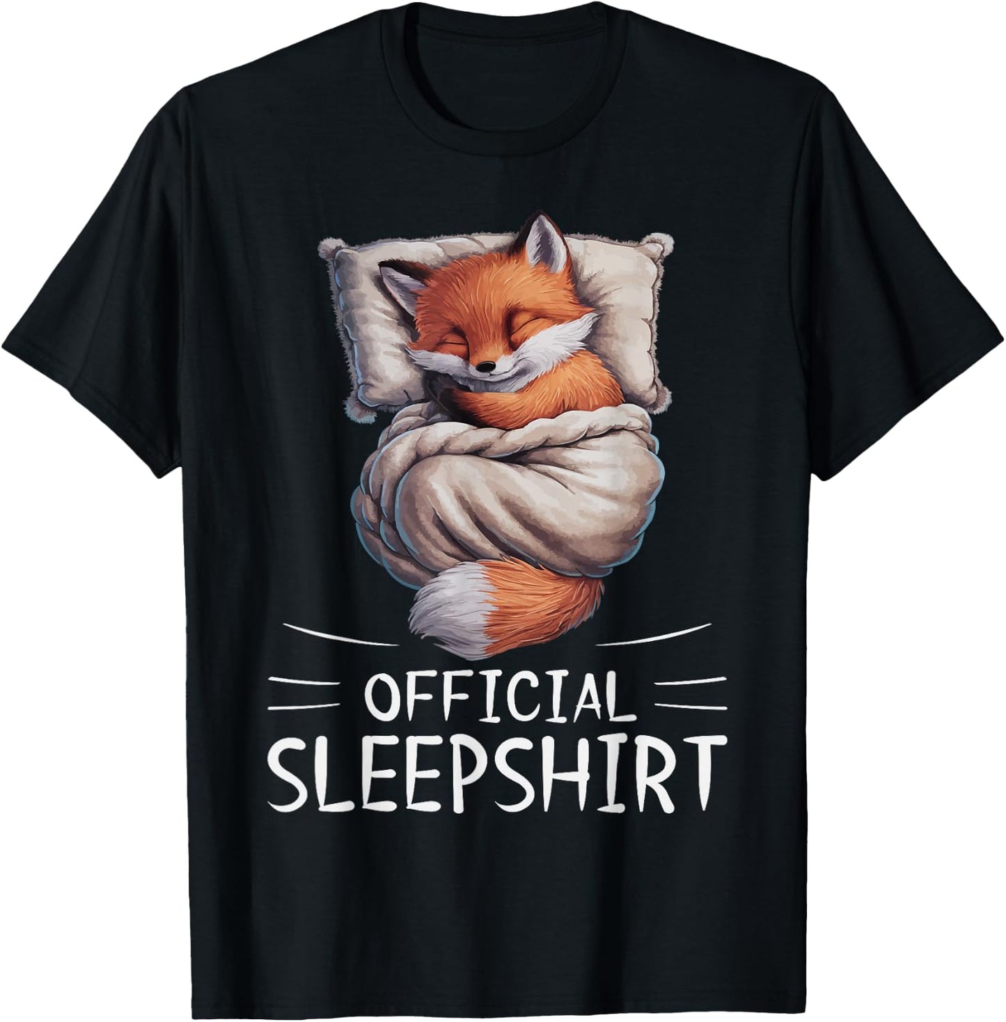 Fox Animal Official Sleepshirt Pajamas Nightgown T-Shirt - T-Shirt | Black