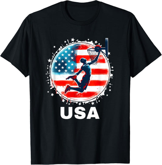 Basketball USA Team Men Women Kids Basketball Apparel USA T-Shirt - T-Shirt | Black