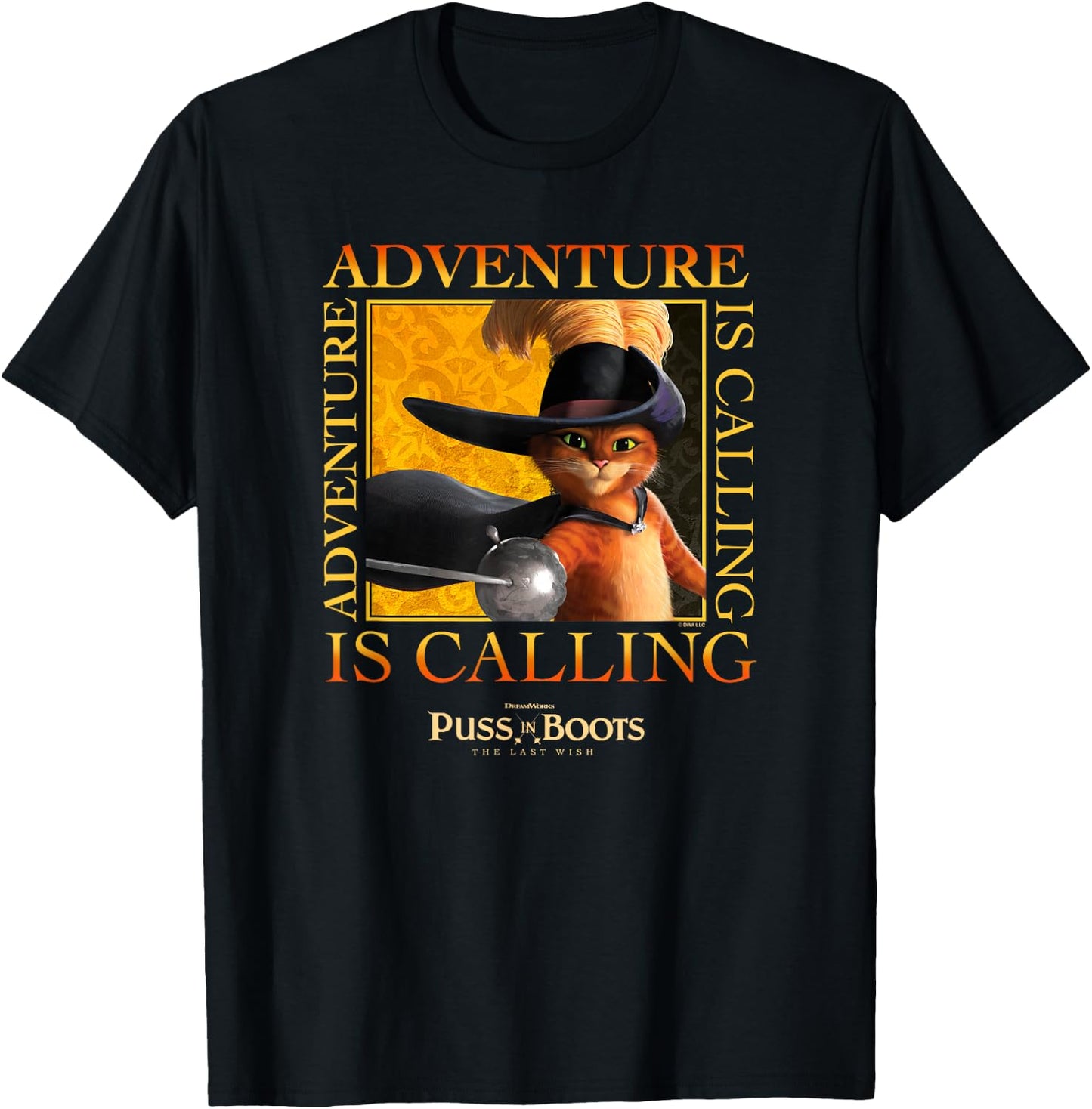 DreamWorks Puss In Boots: The Last Wish Adventure Is Calling T-Shirt - T-Shirt | Black
